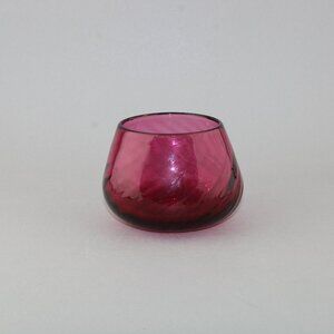 Pilgrim Cranberry Glass Sugar Bowl Optic Rib Pattern